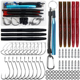 Wacky rig worm fishing lures kit display with 94pcs components